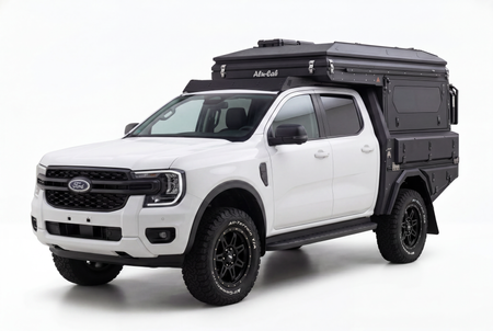 AluBlack Platforma ładunkowa ze skrzyniami do przechowywania do Ford Ranger 2023+ z podwójną kabiną, zestaw do Alu-Cab ModCAP