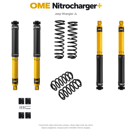 Zestaw zawieszenia OME Nitrocharger+ – Jeep Wrangler JL 4-drzwiowy 3.6 V6, 50 mm, przód z cięższym osprzętem, stałe 300 kg z tyłu