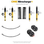 Zestaw zawieszenia OME Nitrocharger+ – Hilux Revo 2016–2025, 40/40 mm, duże dodatkowe obciążenie przodu, średnie obciążenie tyłu, paraboliczne + poduszki