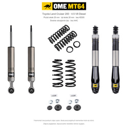 Zestaw OME MT64 – Toyota Land Cruiser 200 2007–2021 4.5 Diesel, przód 25/tył 20 mm, bez KDSS, średnie obciążenie tyłu; przód mocniejsze; tył standardowe