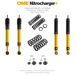 Zestaw OME Nitrocharger+ – Toyota Land Cruiser 200 2007–2021 4.5 Diesel, przód 25/tył 20 mm, KDSS, stałe 400 kg z tyłu; przód mocniejsze