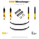 Zestaw zawieszenia OME Nitrocharger+ – Ford Ranger PX 2011–2018, 50/40 mm, stałe 600 kg z tyłu, standardowe tłumienie przodu, standardowe tłumienie tyłu