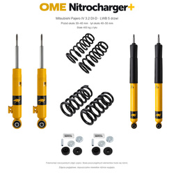 Zestaw OME Nitrocharger+ – Mitsubishi Pajero IV LWB 3.2 DI-D, przód 30–40/tył 40–50 mm, ciężkie wyposażenie przodu, stałe 400 kg z tyłu