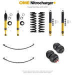 Zestaw zawieszenia OME Nitrocharger+ – Hilux Revo 2016–2025, 40/40 mm, duże dodatkowe obciążenie przodu, średnie obciążenie tyłu, paraboliczne + poduszki, mocniejsze tłumienie przodu
