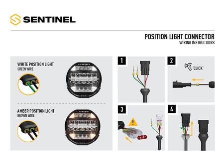 Okrągła lampa LED Lazer Lamps Sentinel 9″ Standard — biała, ze światłem pozycyjnym