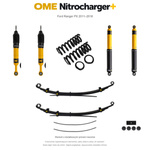 Zestaw zawieszenia OME Nitrocharger+ – Ford Ranger PX 2011–2018, przód 30 mm, tył z dodatkowymi piórami, średnie obciążenie tyłu, standardowe tłumienie przodu, mocniejsze tłumienie tyłu