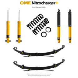 Zestaw zawieszenia OME Nitrocharger+ – Ford Ranger 2022+, lift 20/40 mm, stałe 600 kg z tyłu, resory wielopiórowe, alternatywne amortyzatory przednie