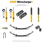 Zestaw zawieszenia OME Nitrocharger+ przód / Sport tył – Amarok I, V6 bez dodatkowego obciążenia przodu / 4-cyl. z wyposażeniem, średnie obciążenie tyłu