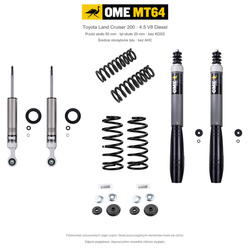 Zestaw OME MT64 – Toyota Land Cruiser 200 2007–2021 4.5 Diesel, przód 50/tył 20 mm, bez KDSS, średnie obciążenie tyłu; przód standardowe; tył mocniejsze