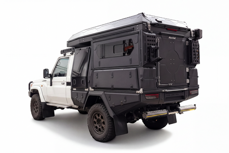AluBlack Platforma ładunkowa ze skrzyniami do przechowywania do Toyota Land Cruiser 79 z pojedynczą kabiną, zestaw do Alu-Cab ModCAP