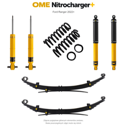 Zestaw zawieszenia OME Nitrocharger+ – Ford Ranger 2022+, lift 20/40 mm, stałe 600 kg z tyłu, resory wielopiórowe