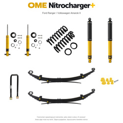 Zestaw zawieszenia OME Nitrocharger+ – Ford Ranger 2022+, lift 20/40 mm, stałe 600 kg z tyłu, resory wielopiórowe, alternatywne amortyzatory przednie / Volkswagen Amarok II