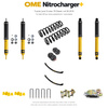 Zestaw zawieszenia OME Nitrocharger+ – Toyota Land Cruiser 76 Diesel od 08.2016, 50 mm, stałe 400 kg tyłu, stalowy zderzak lub zderzak z wyciągarką, resory paraboliczne, smarowalne wieszaki i sworznie, standardowe tłumienie tyłu