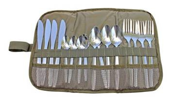 Zestaw sztućców Camp Cover dla 4 osób w etui — kolor khaki