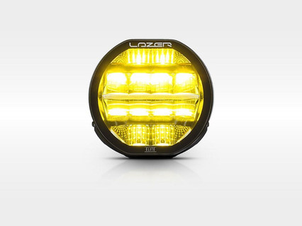 Okrągła lampa LED Lazer Lamps Sentinel 7″ Elite Gen2 — żółta soczewka, ze światłem pozycyjnym