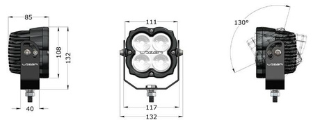 Lampa robocza LED Lazer Lamps Utility-80 Gen2 — uchwyt Slimline