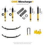 Zestaw zawieszenia OME Nitrocharger+ – Hilux Revo 2016–2025, 40/40 mm, dodatkowe obciążenie przodu, stałe 300 kg z tyłu, wielopiórowe, mocniejsze tłumienie tyłu