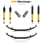 Zawieszenie OME Nitrocharger+ Toyota Hilux Travo MY26 20/50 mm – stałe 300 kg z tyłu, bez osprzętu lub lekki zderzak, wielopiórowe / mocniejsze tłumienie przodu / mocniejsze tłumienie tyłu