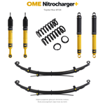 Zawieszenie OME Nitrocharger+ Toyota Hilux Travo MY26 20–40/50 mm – stałe 300 kg z tyłu, wielopiórowe / mocniejsze tłumienie tyłu – bez dystansu przewodów hamulcowych