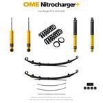 Zestaw zawieszenia OME Nitrocharger+ – Ford Ranger PX III 2019–2022, przód 30 mm, tył z dodatkowymi piórami, średnie obciążenie tyłu, mocniejsze tłumienie przodu, standardowe tłumienie tyłu