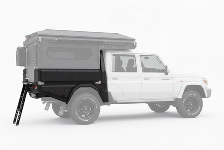 AluBlack Platforma ładunkowa ze skrzyniami do przechowywania do Toyota Land Cruiser 79 z podwójną kabiną, zestaw do Alu-Cab ModCAP