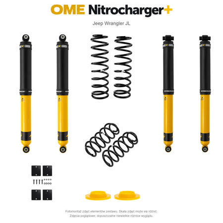 Zestaw zawieszenia OME Nitrocharger+ – Jeep Wrangler JL 4-drzwiowy 3.6 V6, 50 mm, pod sam zderzak, średnie obciążenie tyłu