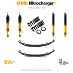 Zestaw zawieszenia OME Nitrocharger+ – Ford Ranger PX 2011–2018, 30/40 mm, stałe 600 kg z tyłu, standardowe tłumienie przodu, standardowe tłumienie tyłu