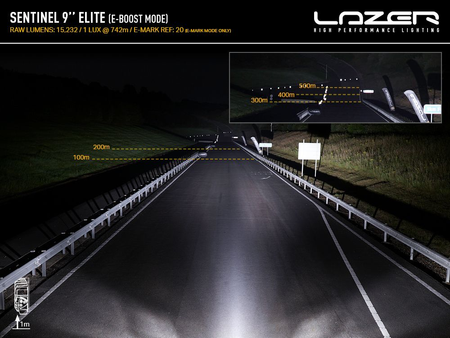 Okrągła lampa LED Lazer Lamps Sentinel 9″ Elite Gen2 — czarna, ze światłem pozycyjnym