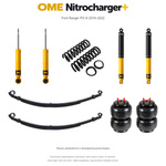 Zestaw zawieszenia OME Nitrocharger+ – Ford Ranger PX III 2019–2022, 30/40 mm, stałe 600 kg z tyłu, standardowe tłumienie przodu, standardowe tłumienie tyłu, resory paraboliczne