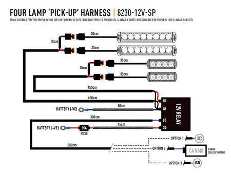 Wiązka Lazer Lamps do czterech lamp — 12 V, 2-pin Superseal, Splice