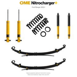 Zestaw zawieszenia OME Nitrocharger+ – Ford Ranger 2022+, lift 20/40 mm, stałe 300 kg z tyłu, resory wielopiórowe, alternatywne amortyzatory przednie
