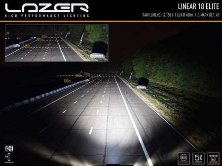 Zestaw lamp LED do grilla Lazer Lamps 1 × Linear-18 Elite Double E-Mark — Ford Transit Courier (2014–2018)