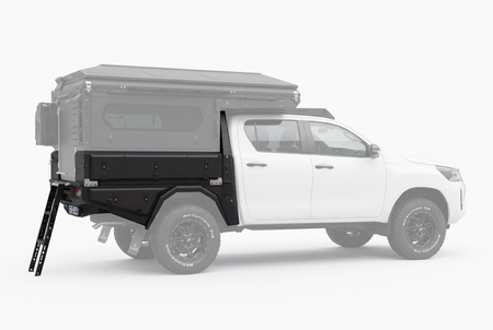 AluBlack Platforma ładunkowa ze skrzyniami do przechowywania do Toyota Hilux 2016+ z podwójną kabiną, zestaw do Alu-Cab ModCAP