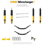 Zestaw zawieszenia OME Nitrocharger+ – Isuzu D-Max I 2008–2011, 30–50 mm, stałe 300 kg z tyłu, lekki przód z drążkami OME, fabryczne wieszaki