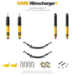 Zestaw zawieszenia OME Nitrocharger+ – Isuzu D-Max I 2008–2011, 30–50 mm, średnie obciążenie tyłu, fabryczne drążki przodu, smarowalne wieszaki i sworznie