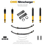 Zestaw zawieszenia OME Nitrocharger+ – Isuzu D-Max II 2012–2020, 30 mm, średnie obciążenie tyłu, standardowe tłumienie przodu, standardowe tłumienie tyłu, LS-M i podwozie pod zabudowę, dodatkowe pióra