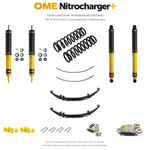 Zestaw zawieszenia OME Nitrocharger+ – Toyota LC79 Single/Double Cab 4.5 V8 ABS 10.2014–07.2016, lekki przód, tył 700/800 kg (Double/Single), resory klasyczne, smarowalne mocowania, dodatkowe pióra