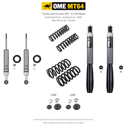 Zestaw OME MT64 – Toyota Land Cruiser 200 2007–2021 4.5 Diesel, przód 50/tył 20 mm, KDSS, stałe 400 kg z tyłu; przód standardowe; tył mocniejsze