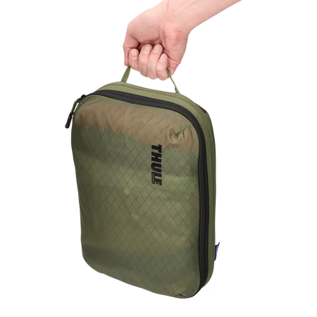 Półprzezroczysty pokrowiec Thule Compression Packing Cube – miękka zieleń, średni