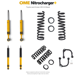 Zestaw zawieszenia OME Nitrocharger+ – Toyota Land Cruiser 250, lift 50/40 mm, średnie obciążenie tyłu, z wahaczami