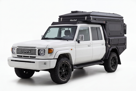 AluBlack Platforma ładunkowa ze skrzyniami do przechowywania do Toyota Land Cruiser 79 z podwójną kabiną, zestaw do Alu-Cab ModCAP