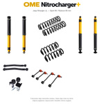 Zestaw zawieszenia OME Nitrocharger+ – Jeep Wrangler JL 4-drzwiowy 3.6 V6, Sport 90 / Rubicon 65 mm, przód z dodatkowym osprzętem, stałe 300 kg z tyłu, terenowy