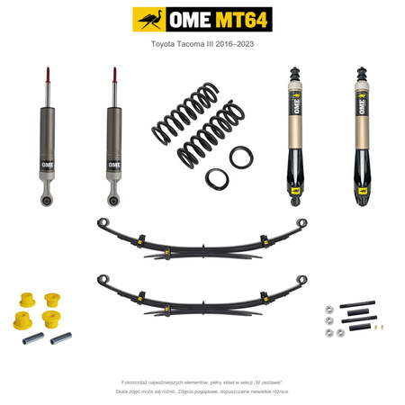 Zestaw zawieszenia OME MT64 – Toyota Tacoma III 2016–2023, 50 mm, przód 50–100 kg, bez stałego obciążenia tyłu