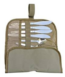 Zestaw sztućców Camp Cover dla 4 osób w etui — kolor khaki