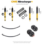 Zestaw zawieszenia OME Nitrocharger+ – Hilux Revo 2016–2025, 20–40/40 mm, różne obciążenia przodu, stałe 600 kg z tyłu, paraboliczne + poduszki