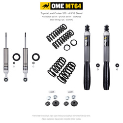 Zestaw OME MT64 – Toyota Land Cruiser 200 2007–2021 4.5 Diesel, przód 25/tył 20 mm, bez KDSS, stałe 600 kg z tyłu; przód standardowe; tył mocniejsze