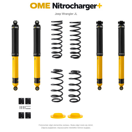 Zestaw zawieszenia OME Nitrocharger+ – Jeep Wrangler JL 2-drzwiowy 3.6 V6, 50 mm, pod sam zderzak, średnie obciążenie tyłu
