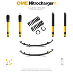 Zestaw zawieszenia OME Nitrocharger+ – Isuzu D-Max II 2012–2020, 30 mm, stałe 300 kg z tyłu, mocniejsze tłumienie przodu, mocniejsze tłumienie tyłu, pickup poza LS-M