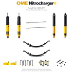 Zestaw zawieszenia OME Nitrocharger+ – Isuzu D-Max I 2008–2011, 30–50 mm, stałe 300 kg z tyłu, lekki przód z drążkami OME, smarowalne wieszaki i sworznie