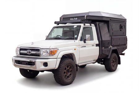 AluBlack Platforma ładunkowa ze skrzyniami do przechowywania do Toyota Land Cruiser 79 z pojedynczą kabiną, zestaw do Alu-Cab ModCAP